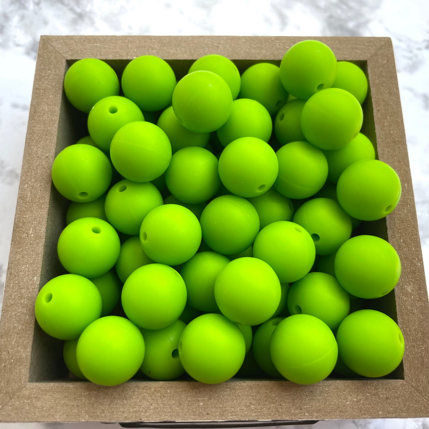 15mm Round Silicone Beads - Chartreuse Green