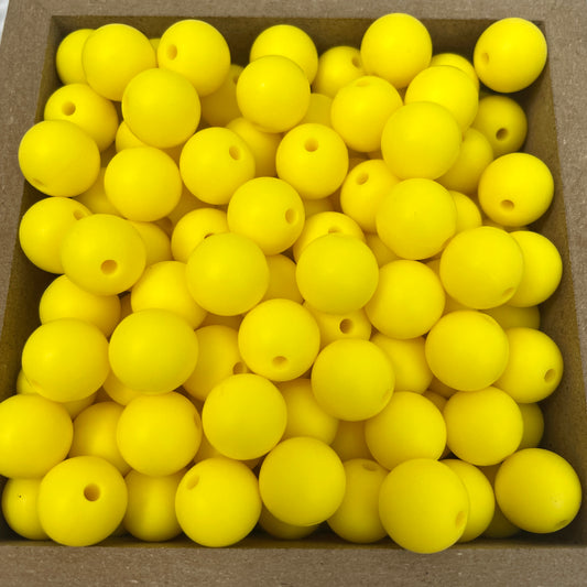 12mm Round Silicone Beads - Yellow