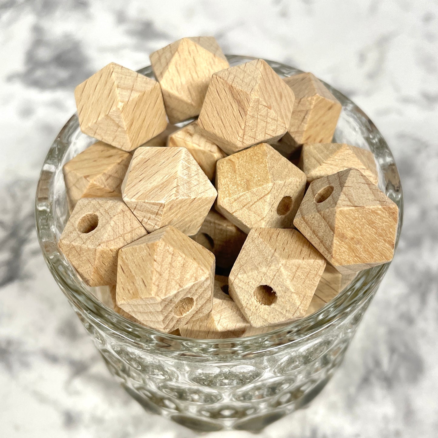 14mm Beech Wood Hexagon Beads