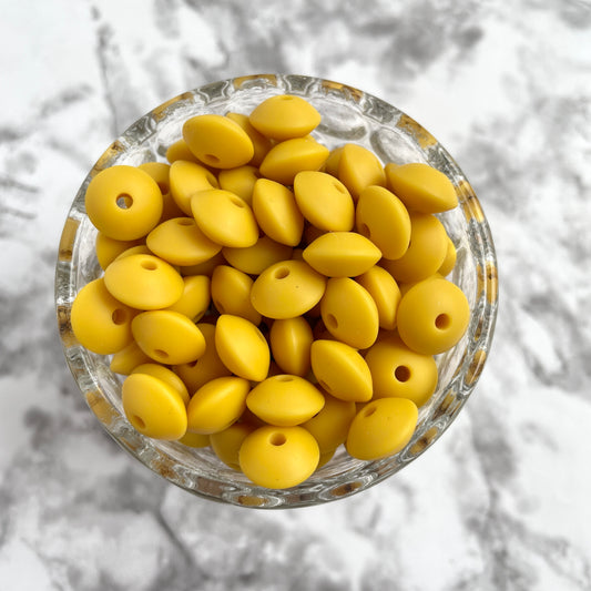 12mm Lentil Silicone Beads - Mustard