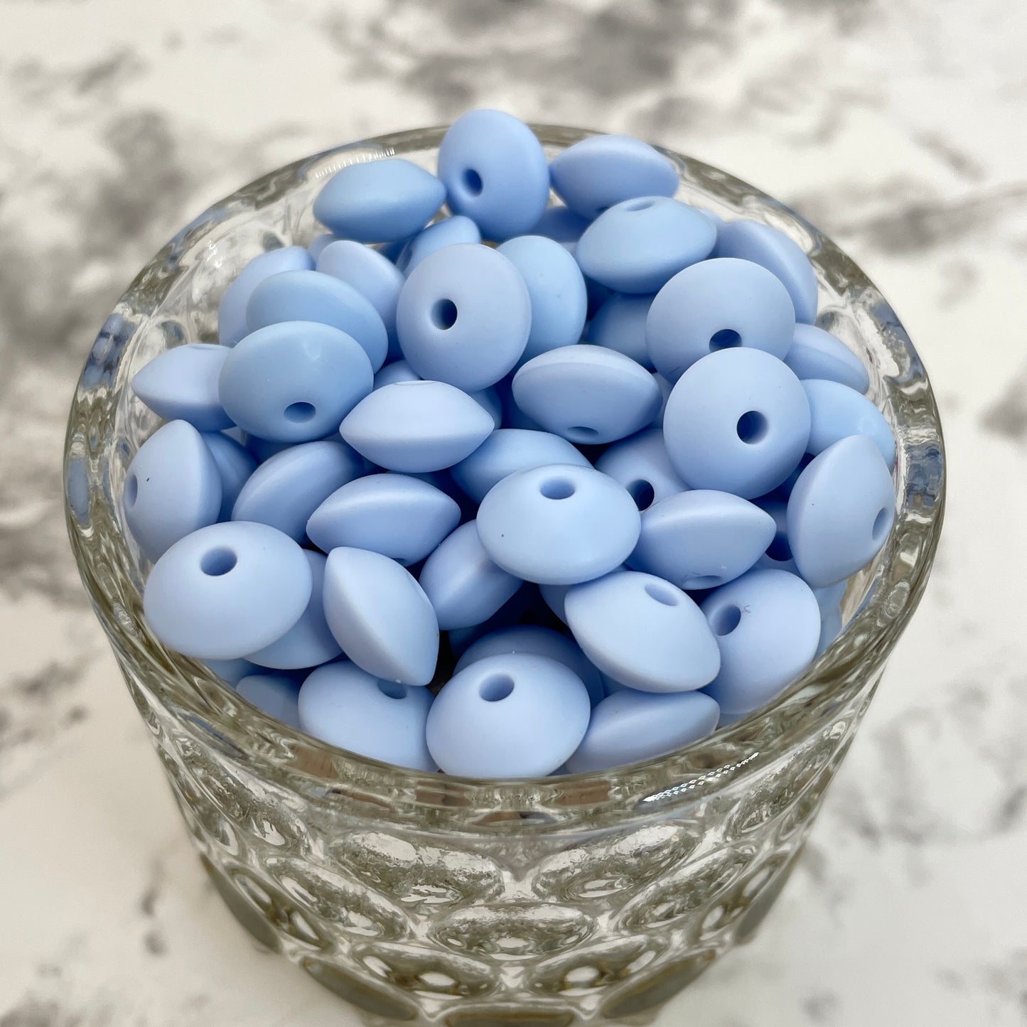 12mm Lentil Silicone Beads - Pastel Blue