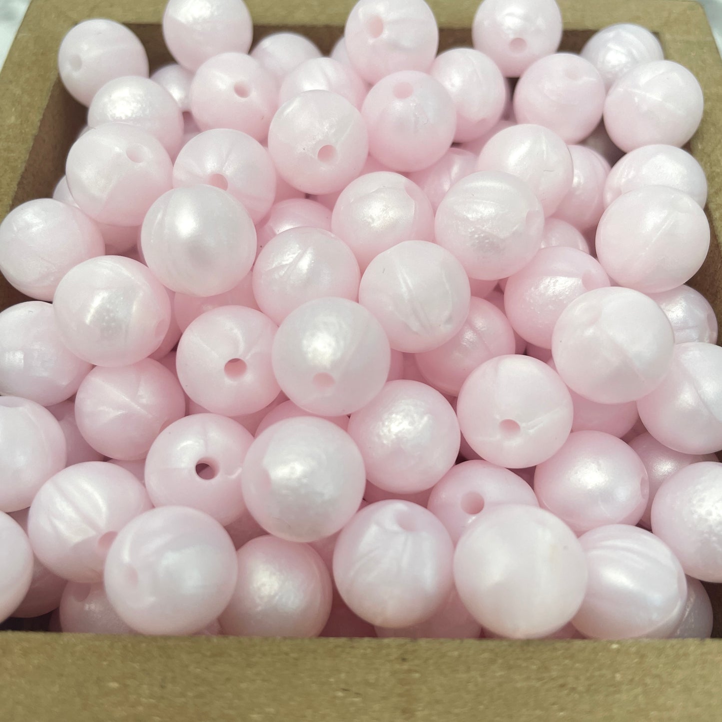 12mm Round Silicone Beads - Pink Pearl