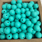 12mm Round Silicone Beads - Turquoise