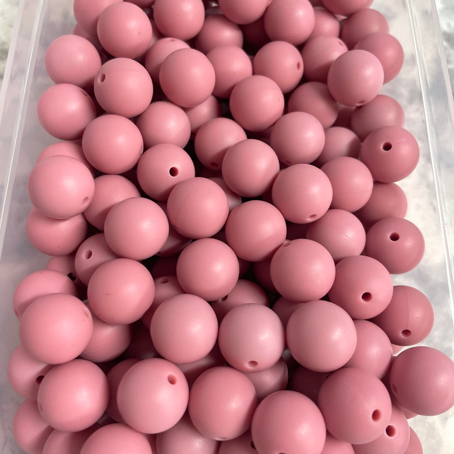 15mm Round Silicone Beads - Blush Pink