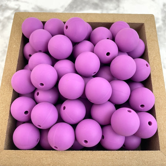 15mm Round Silicone Beads - Orchid