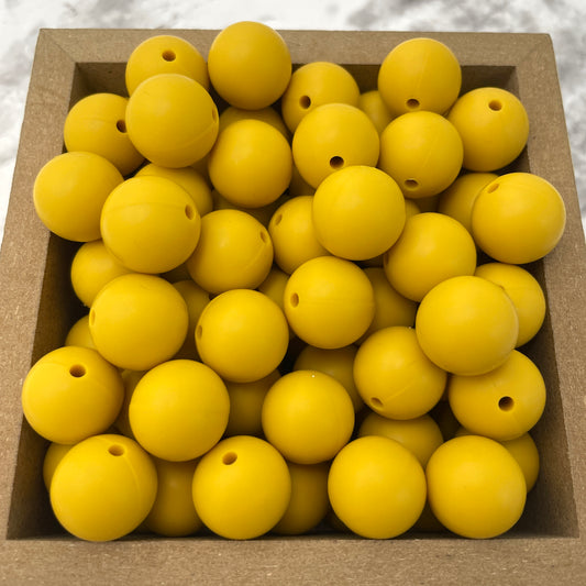 15mm Sunshine Yellow Round Silicone Beads, Yellow Round Silicone