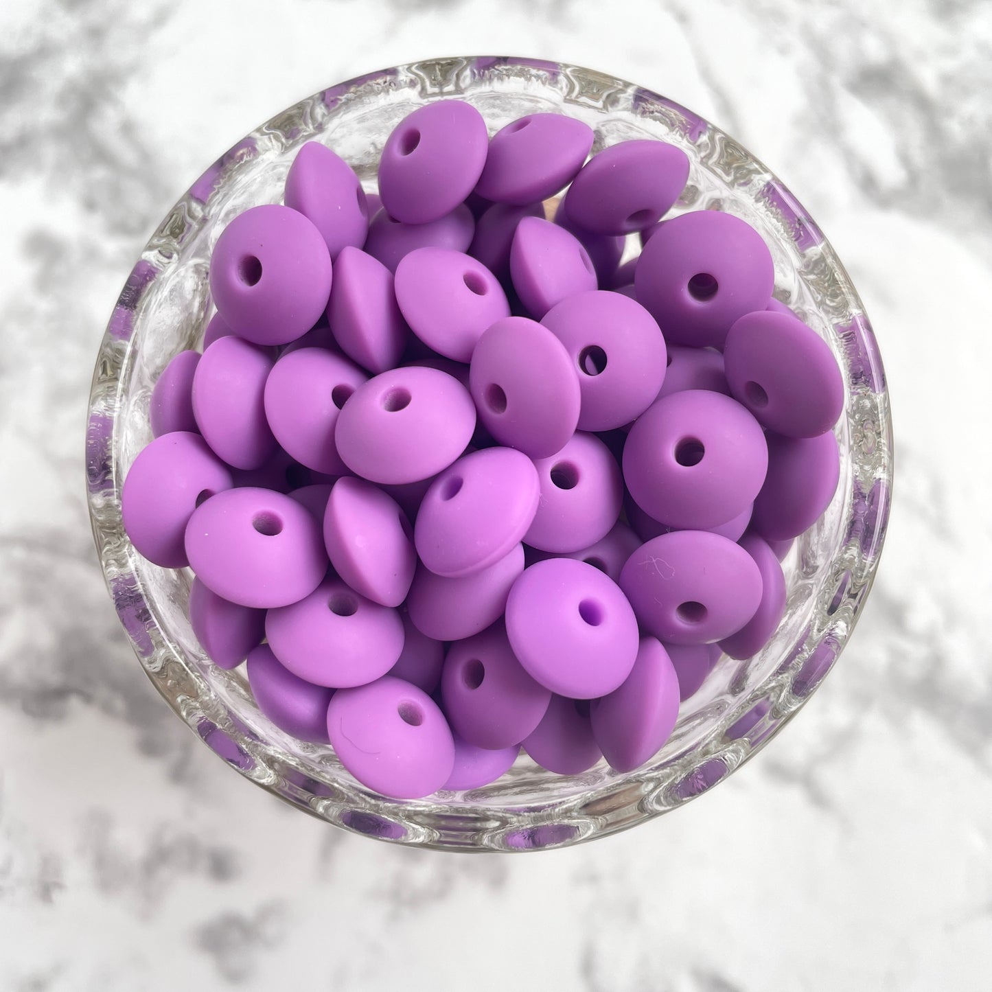 12mm Lentil Silicone Beads - Medium Purple