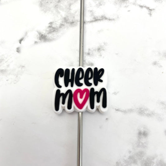 Cheer Mom Heart Soft PVC Focal Bead