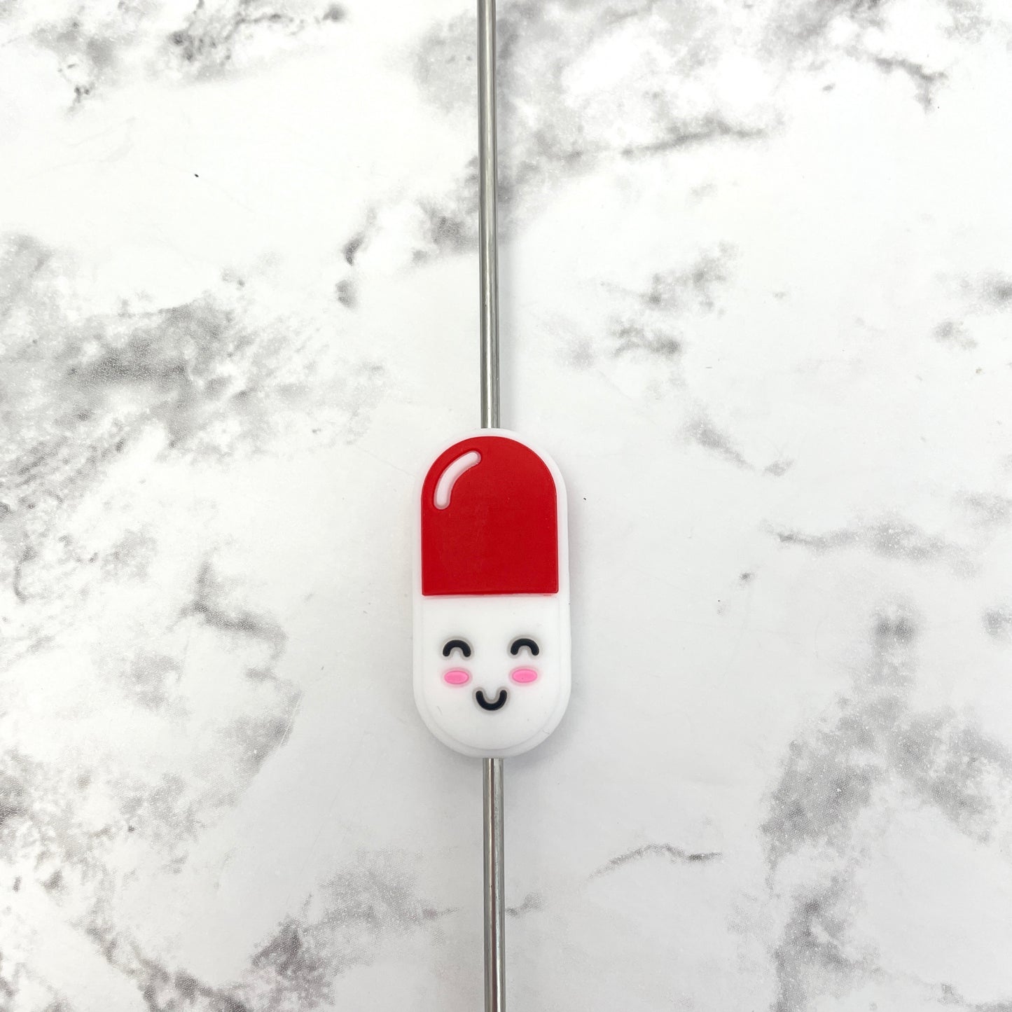 Happy Pill Silicone Focal Bead