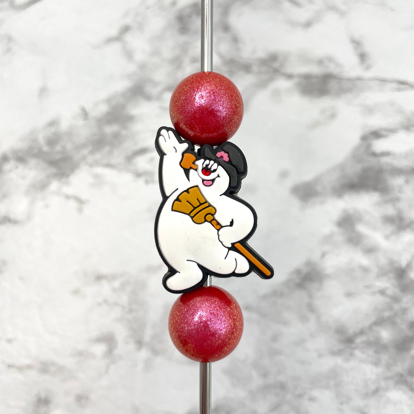 Frosted Snowman Soft PVC Focal Bead