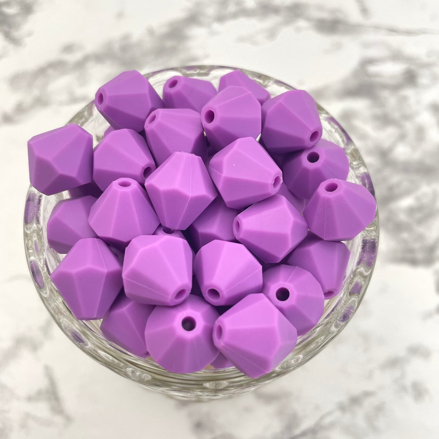 13mm Diamond Silicone Beads - Medium Purple