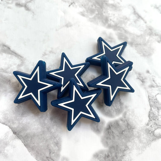 Navy Star Silicone Focal Bead