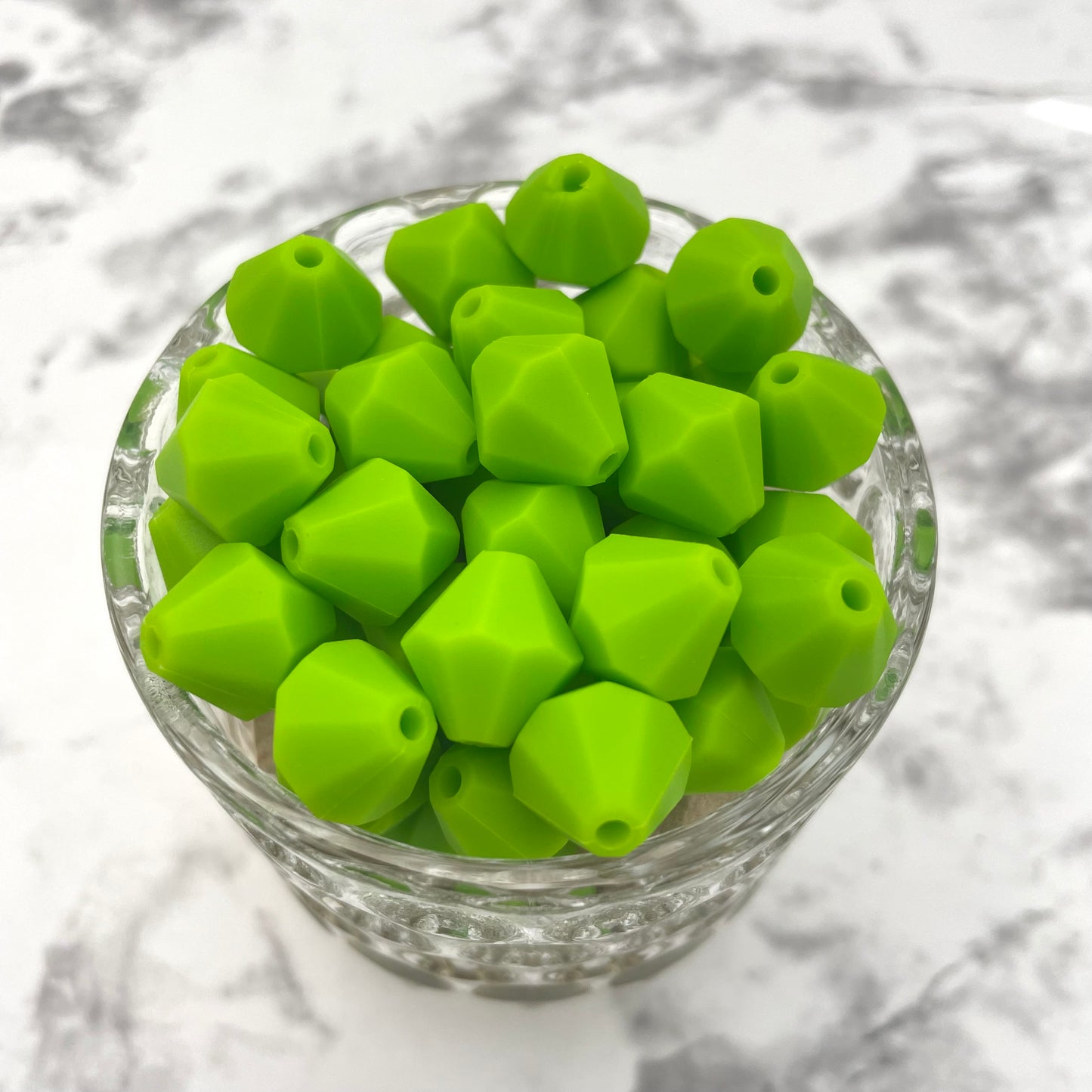 13mm Diamond Silicone Beads - Chartreuse Green