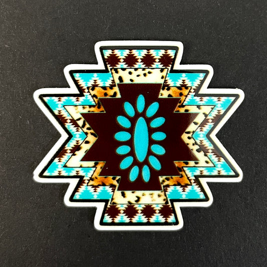 Tribal Turquoise Diamond Planar Resin Flatback