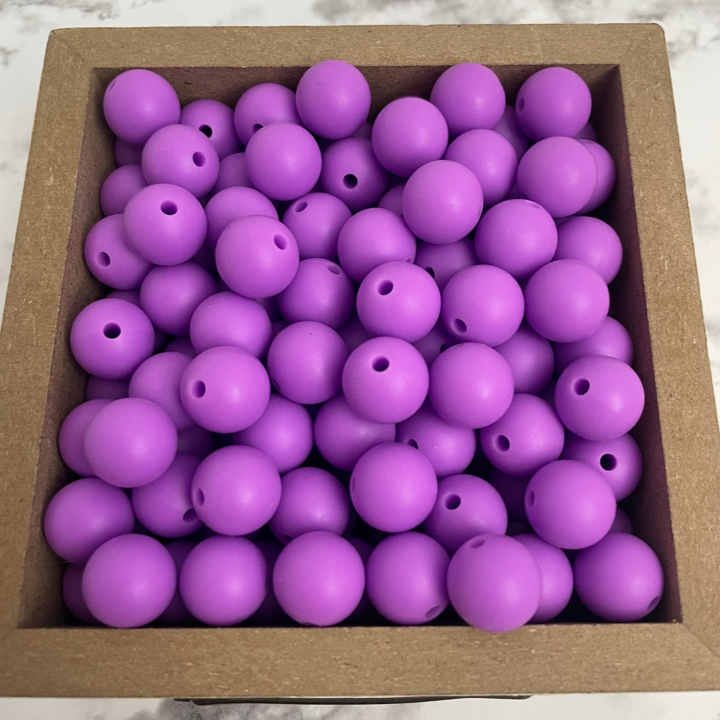 12mm Round Silicone Beads - Medium Purple