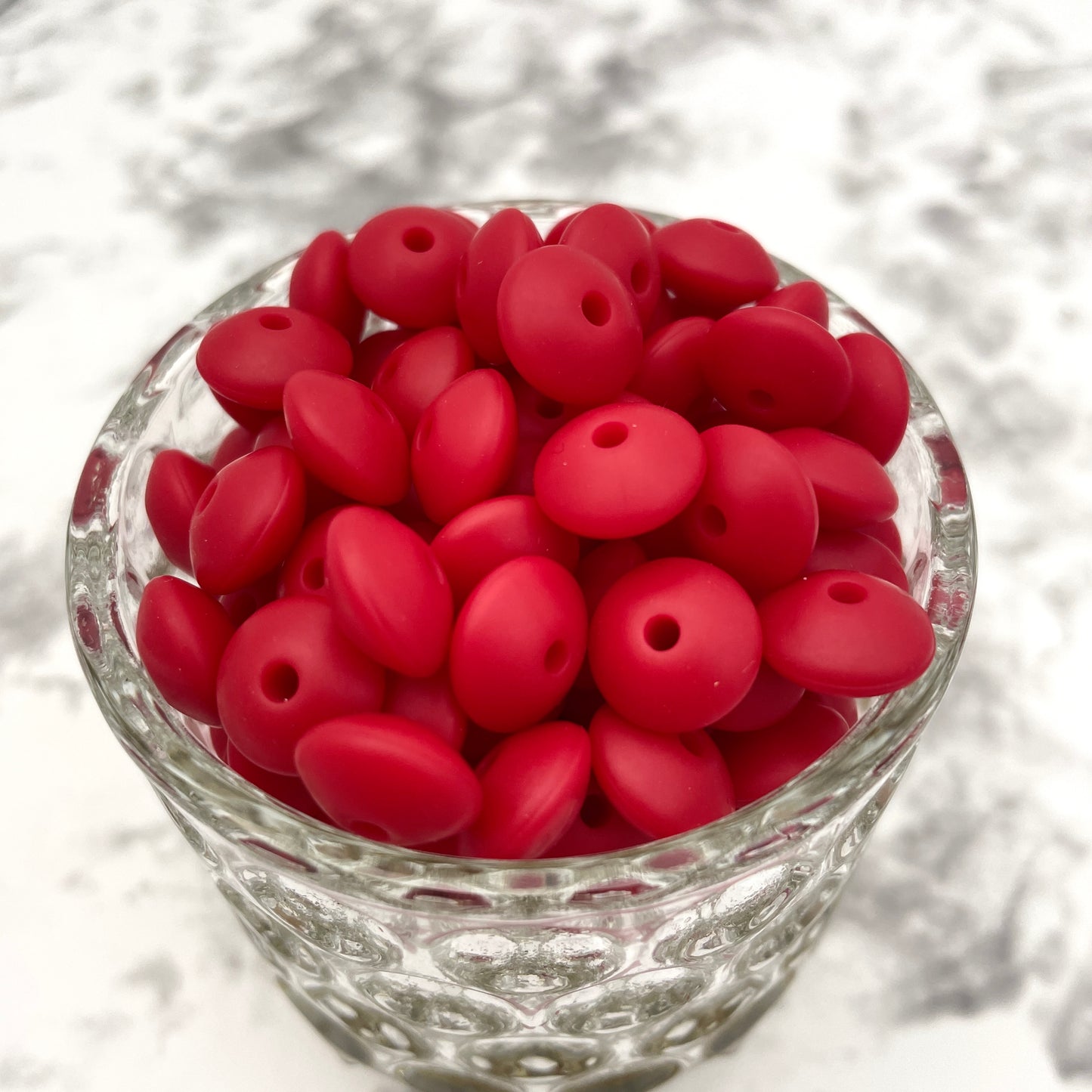 12mm Lentil Silicone Beads - Scarlet Red