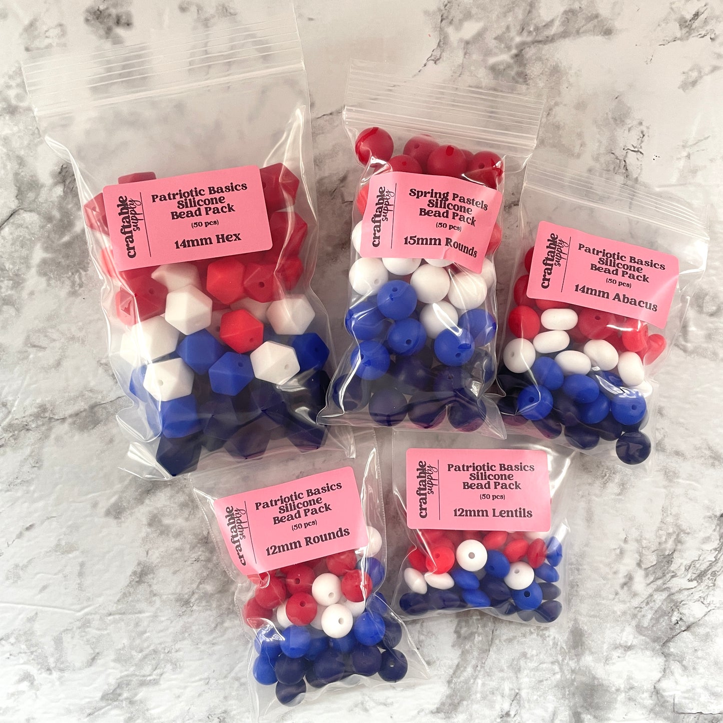 Patriotic Basics Silicone Bead Packs (50pcs)