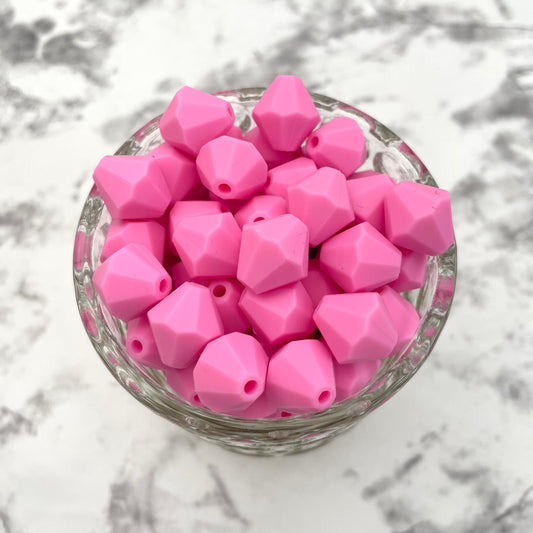 13mm Diamond Silicone Beads - Pink