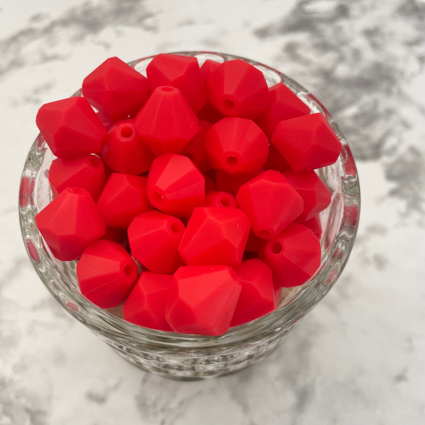 13mm Diamond Silicone Beads - Strawberry Red