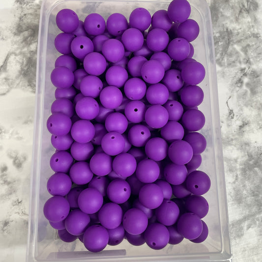 15mm Round Silicone Beads - Lavender