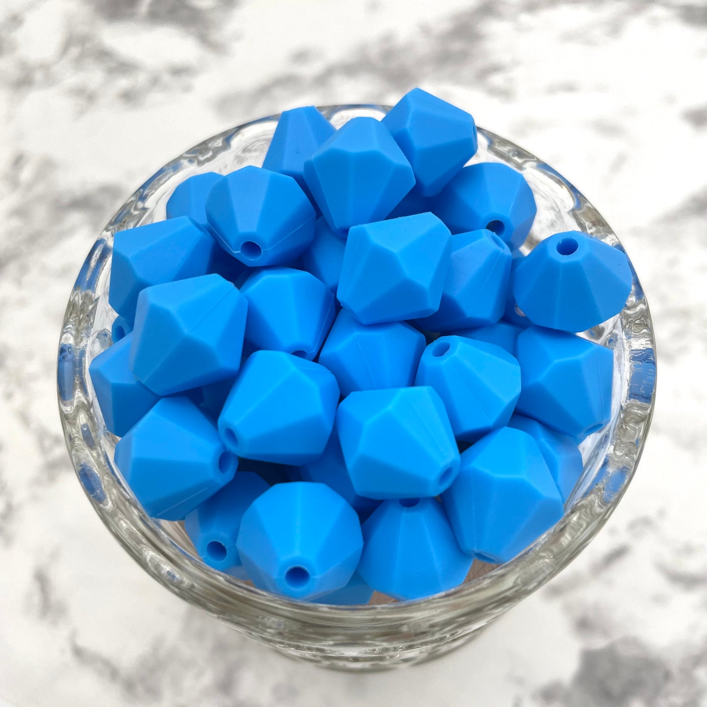 13mm Diamond Silicone Beads - Deep Sky Blue