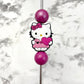 Pink Heart Kitty Kat Soft PVC Focal Bead