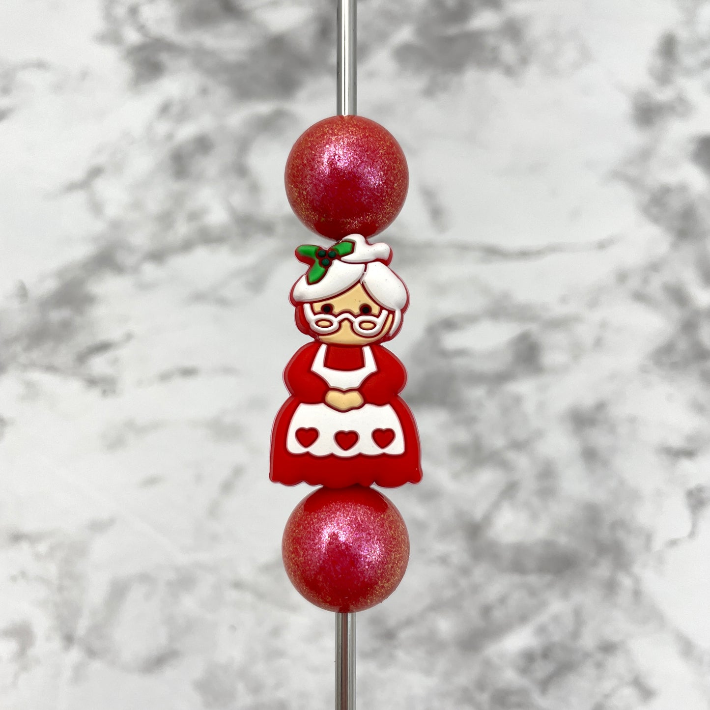 Mrs Clause Christmas Silicone Focal Bead