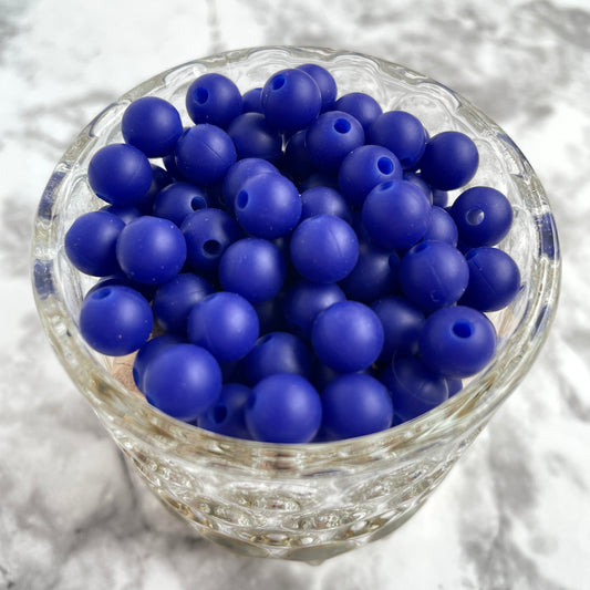 9mm Round Silicone Beads - Navy Blue