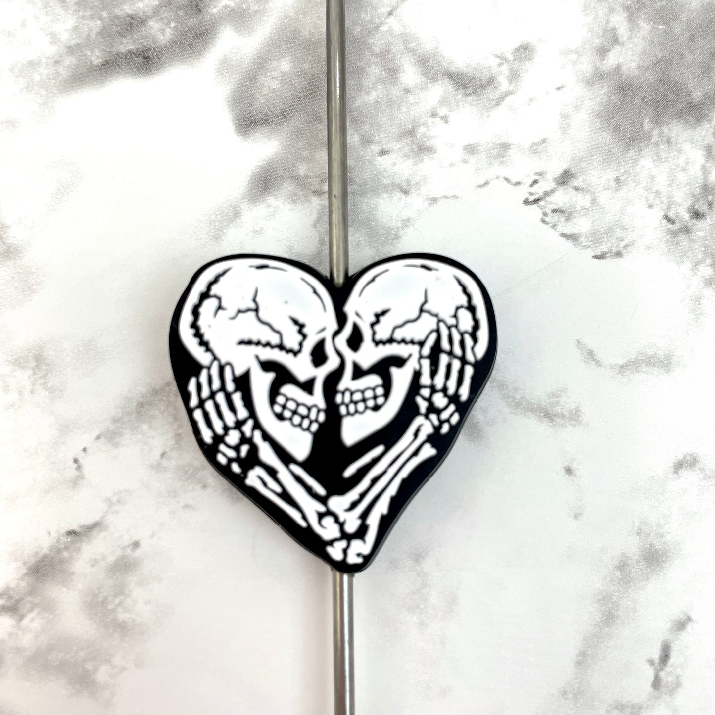 Skeleton Heart Silicone Focal Bead