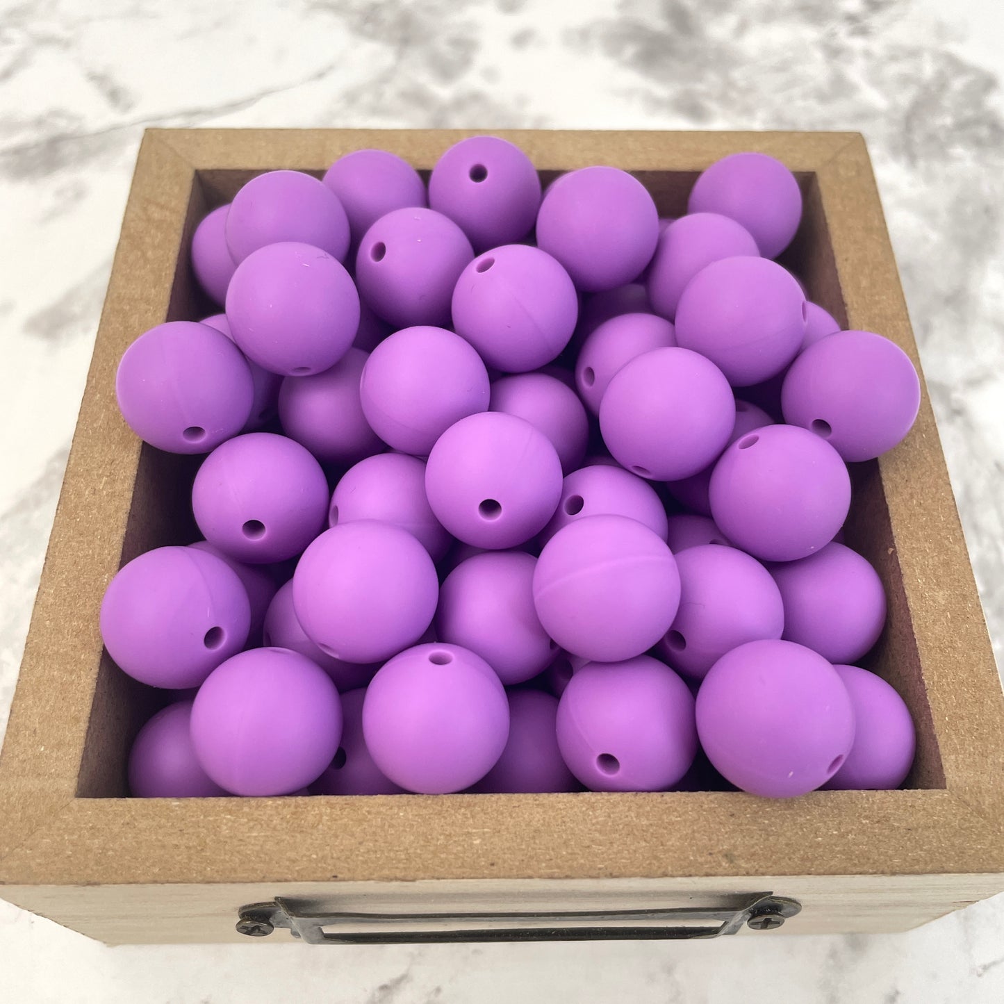 15mm Round Silicone Beads - Medium Purple