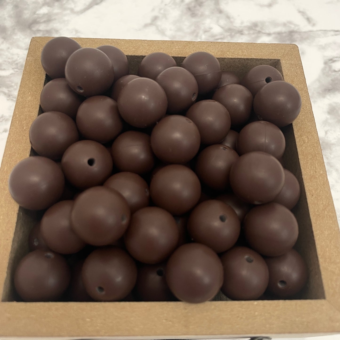 15mm Round Silicone Beads - Chocolate