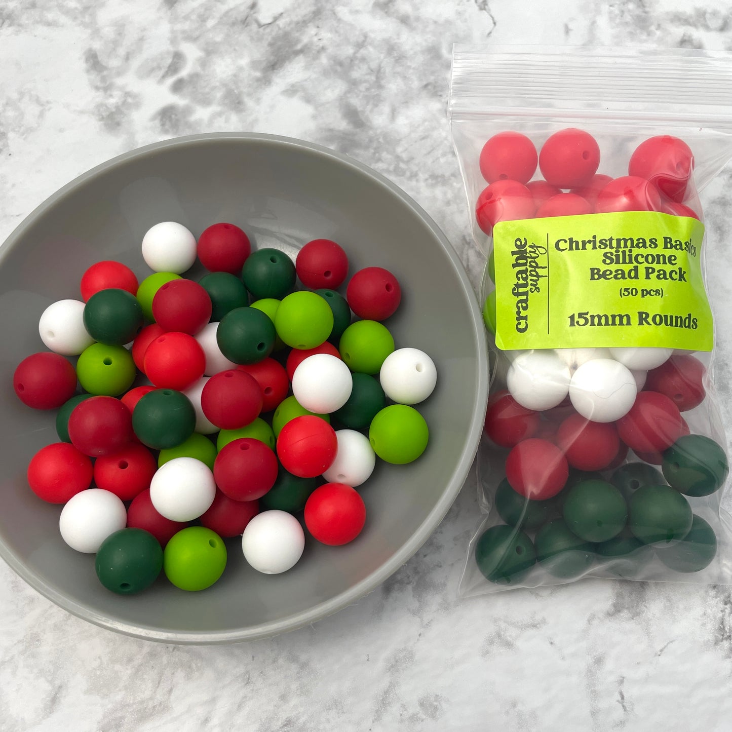 Christmas Basics Silicone Bead Packs (50pcs)