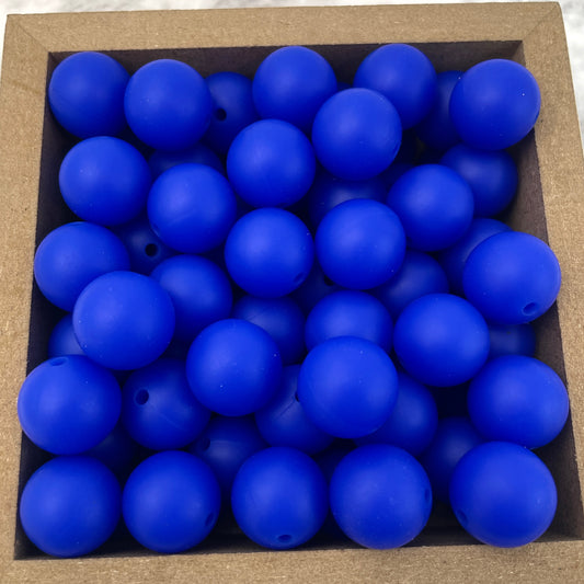 15mm Round Silicone Beads - Royal Blue