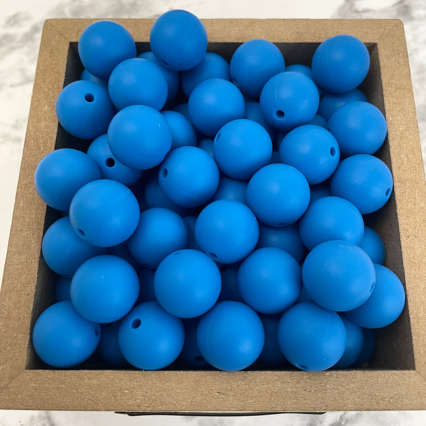 15mm Round Silicone Beads - Extra Deep Sky Blue