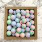 15mm Round Silicone Beads - Pastel Tie Dye