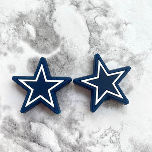 Navy Star Silicone Focal Bead