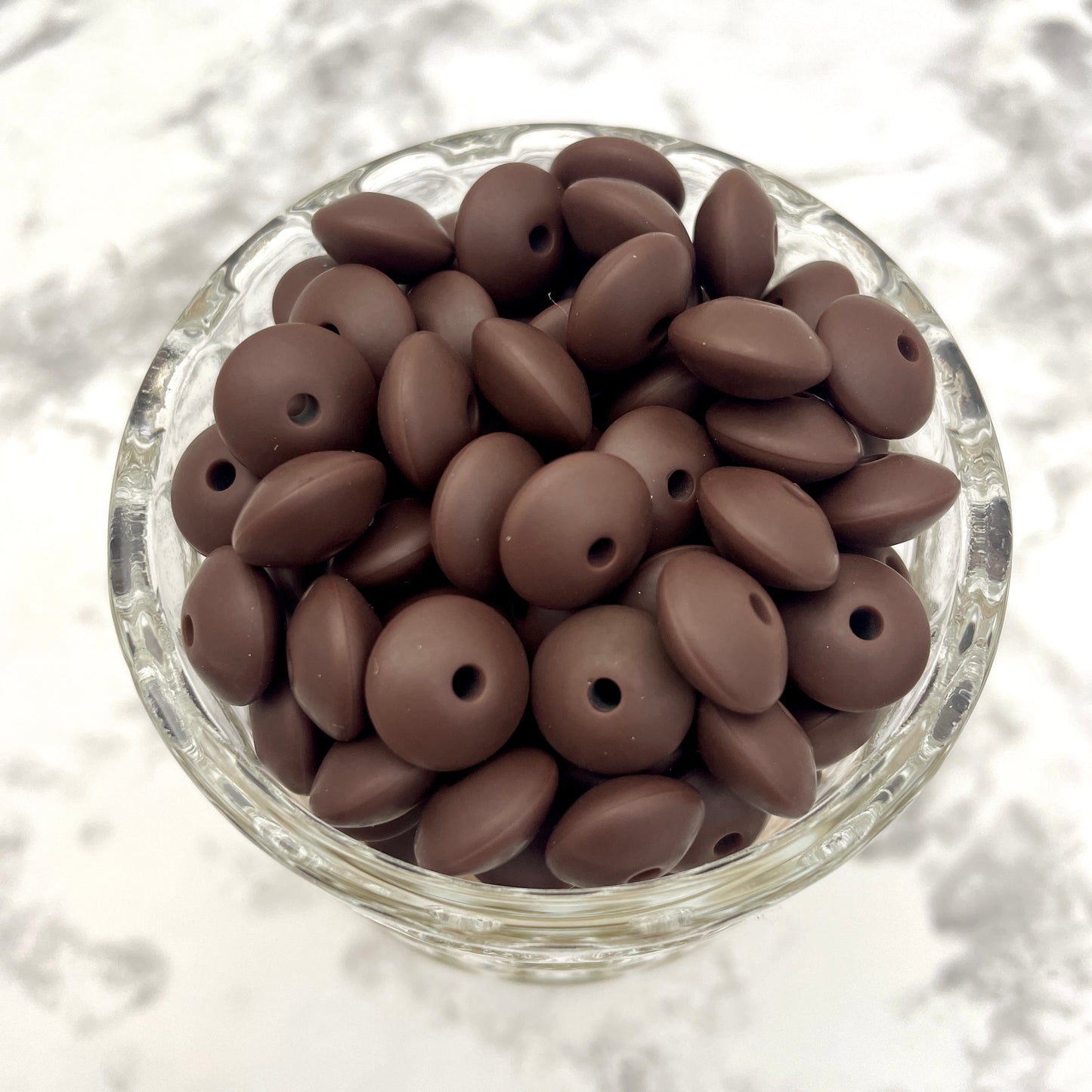 12mm Lentil Silicone Beads - Chocolate