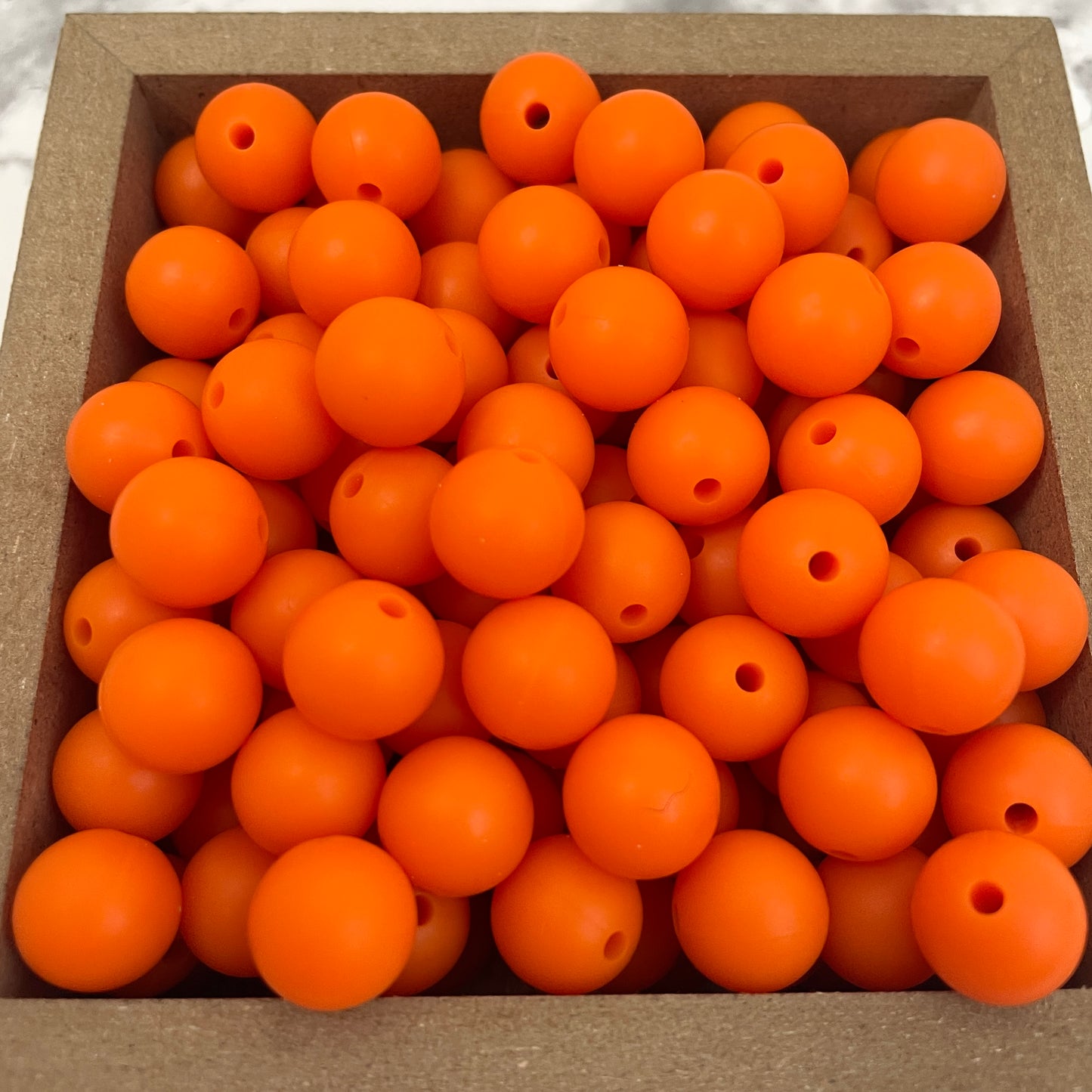 12mm Round Silicone Beads - Orange