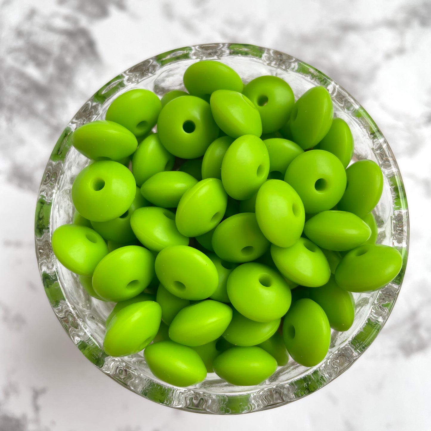 12mm Lentil Silicone Beads - Chartreuse Green