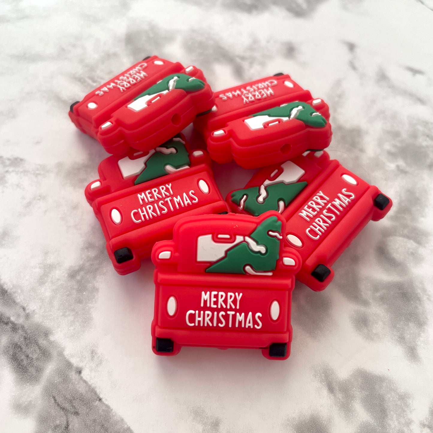 Christmas Truck Silicone Focal Bead