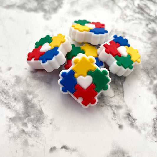 Autism Puzzle Piece Silicone Focal Bead