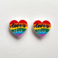 Rainbow Heart "Love is Love" Silicone Focal Bead