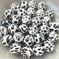 15mm Round Silicone Beads - Black Cow Print