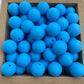 15mm Round Silicone Beads - Deep Sky Blue