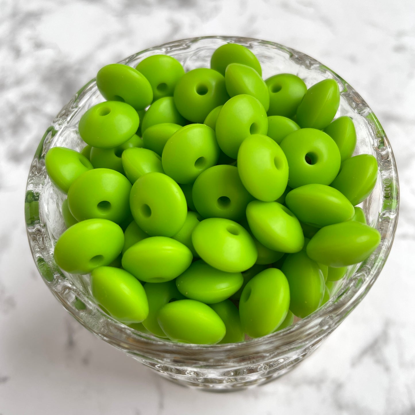 12mm Lentil Silicone Beads - Chartreuse Green